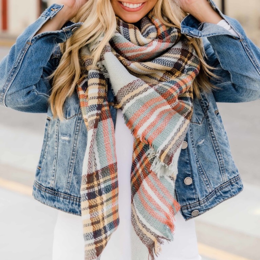 CELINE plaid hello fall scarf - MUSTARD - Picture 7 of 8